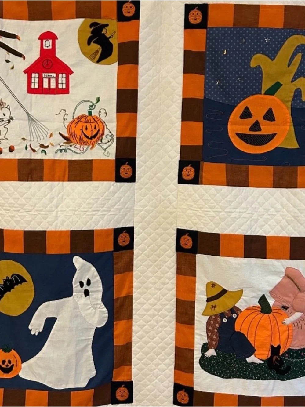 Halloween Applique, Embroidery, and Patchwork Lap Quilt